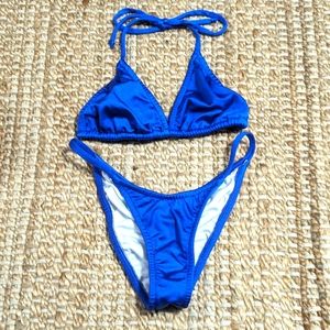 Sapphire blue competition string bikini